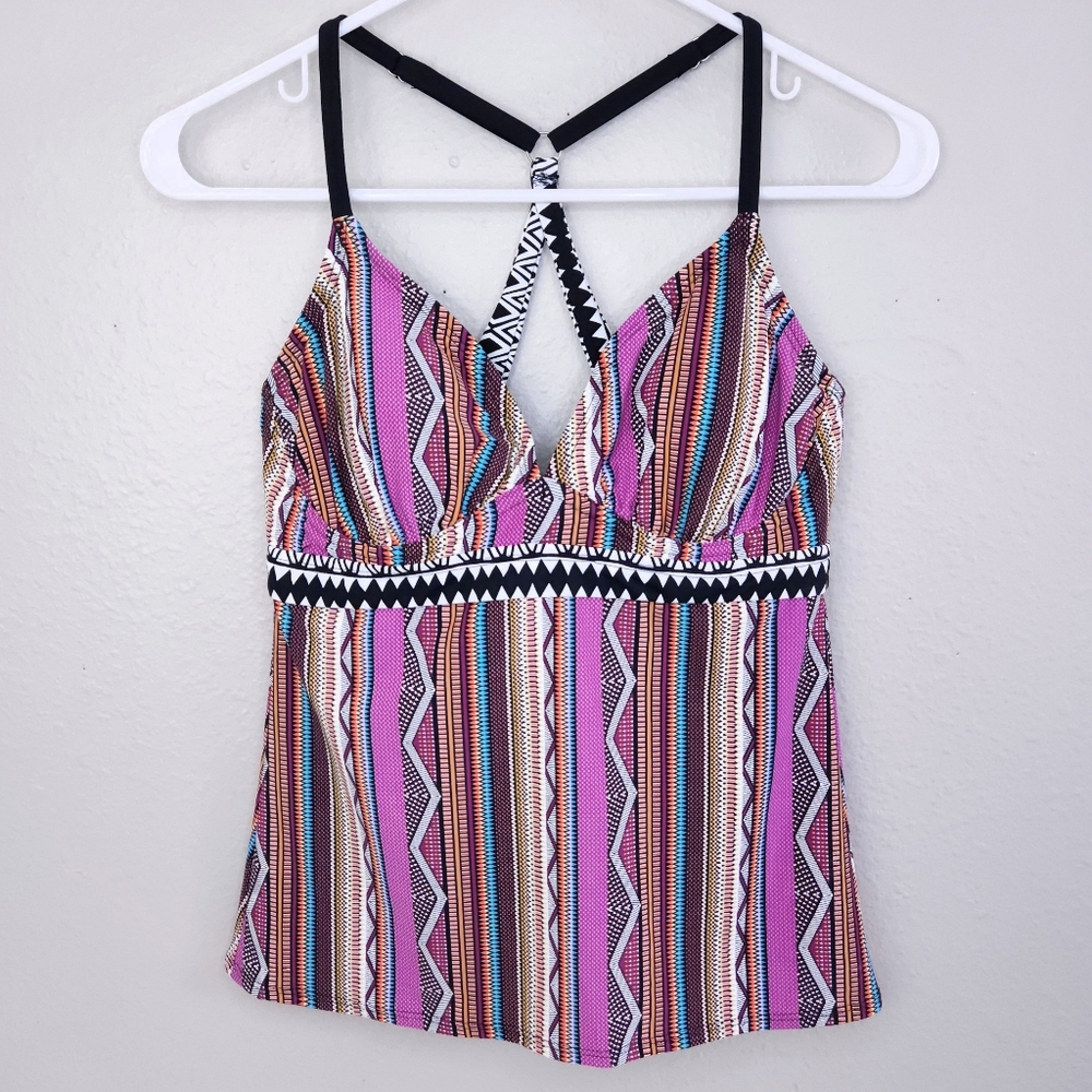 New! TITLE NINE Tsunami Tankini Racerback Swim Tank Top 32D Ziggy Zag